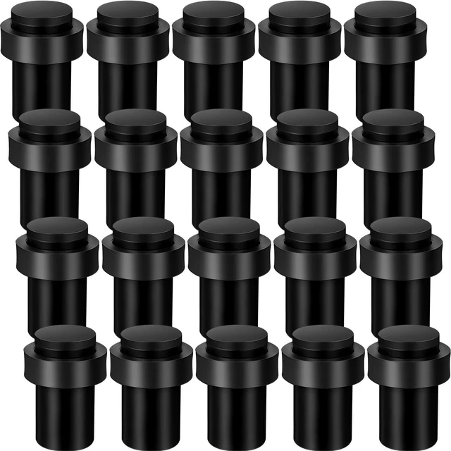 Main image of 30 Pcs Floor Mounted Door Stopper Stainless Steel,Black Cylindrical Rubber Bumper, Wall Protector for Home Office Bedroom Doors, Modern Style, Bottom or Top Mount Installation