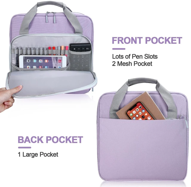 Alt view image 3 of 7 - 3 Inch 3 Ring Zipper Binder D-Ring with Strap & Multi-Pockets Binder with Strap 700 Sheet Capacity for School and Office Binder Organizer, Compatible with 13-Inch MacBook/Table, Purple