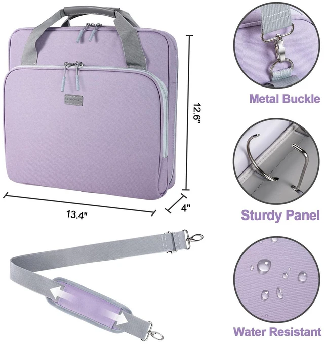 Alt view image 4 of 7 - 3 Inch 3 Ring Zipper Binder D-Ring with Strap & Multi-Pockets Binder with Strap 700 Sheet Capacity for School and Office Binder Organizer, Compatible with 13-Inch MacBook/Table, Purple