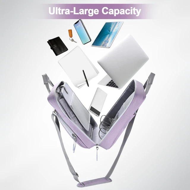 Alt view image 6 of 7 - 3 Inch 3 Ring Zipper Binder D-Ring with Strap & Multi-Pockets Binder with Strap 700 Sheet Capacity for School and Office Binder Organizer, Compatible with 13-Inch MacBook/Table, Purple