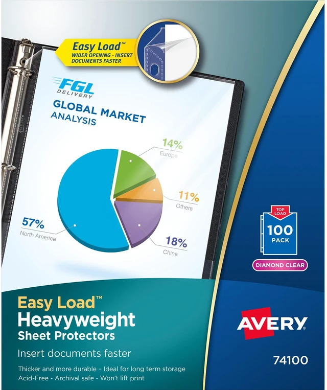 Main image of Diamond Clear Heavyweight Sheet Protectors, Easy Load, 100 Document Protectors (74100)
