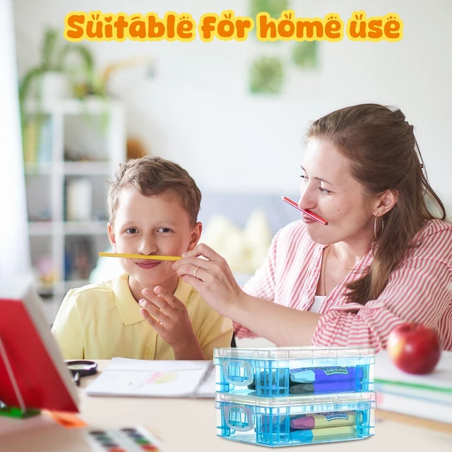 Alt view image 6 of 7 - 25 Pcs Plastic Crayon Boxes Bulk,Blue Stackable with Snap Lids, Classroom Supplies Organizer, Transparent Holder for Crayons Colored Pencils Markers Kids Storage