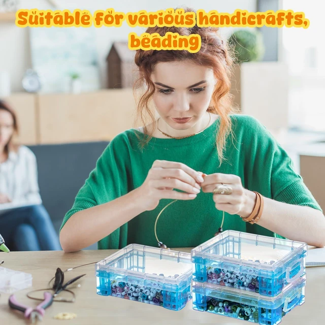 Alt view image 7 of 7 - 25 Pcs Plastic Crayon Boxes Bulk,Blue Stackable with Snap Lids, Classroom Supplies Organizer, Transparent Holder for Crayons Colored Pencils Markers Kids Storage