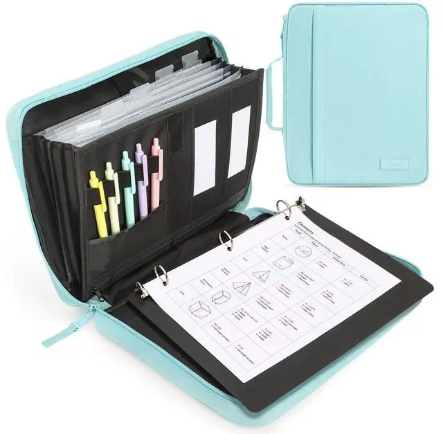 Main image of Zipper Binder 1 Inch, Removable 3-Ring Binder, 175-Sheet Capacity, 5-Tab Dividers Expanding File Folder, Small Binder Bag Organizer Storage for Student School Classroom Supplies, Sky Blue
