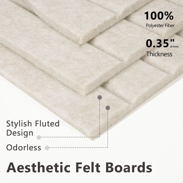 Alt view image 4 of 7 - Felt Bulletin Board 47" x 24", Cork Board Alternative with 30 Push Pins 4 Customizable Modular Decorative Felt Pin Board, Vision Board for Office Home Bedroom Wall Decor, Photo Picture Display