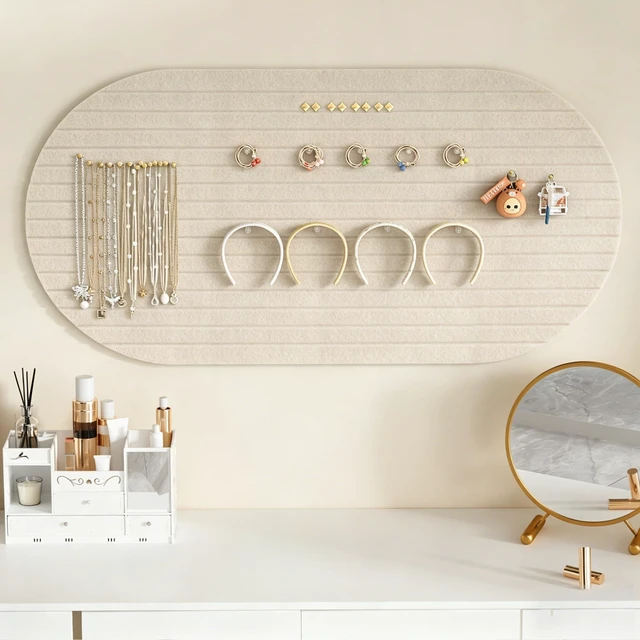 Alt view image 6 of 7 - Felt Bulletin Board 47" x 24", Cork Board Alternative with 30 Push Pins 4 Customizable Modular Decorative Felt Pin Board, Vision Board for Office Home Bedroom Wall Decor, Photo Picture Display