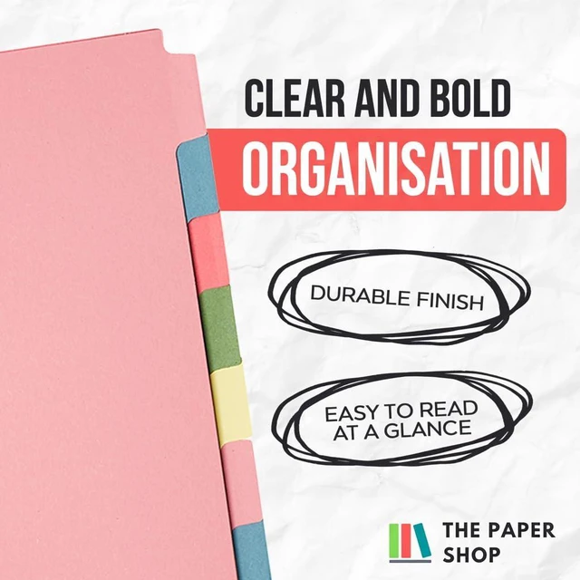 Alt view image 5 of 7 - Pink 10 Tab Dividers for 3 Ring Binder - A4 (25 Pack) | Write-On Binder Dividers with Tabs for Office School & Classroom | Coloured Index Tabs, Blank & Writeable | Bulk 250-Tab Pack