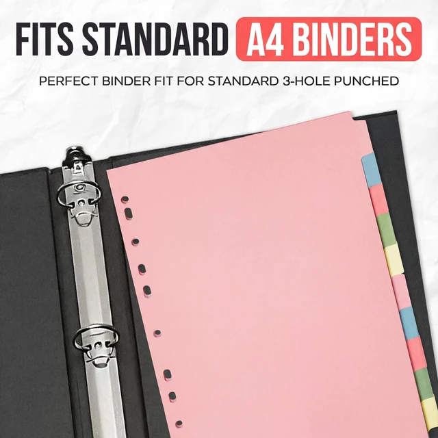 Alt view image 6 of 7 - Pink 10 Tab Dividers for 3 Ring Binder - A4 (25 Pack) | Write-On Binder Dividers with Tabs for Office School & Classroom | Coloured Index Tabs, Blank & Writeable | Bulk 250-Tab Pack