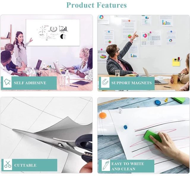 Alt view image 3 of 7 - Small Self-Adhesive Whiteboard Sticker: to-Do Lists at a Glance Magnet-Receptive Dry Erase Decal with No-Ghosting Surface - 18" x 12" Peel-and-Stick Memo Board for Kitchen & Cabinets
