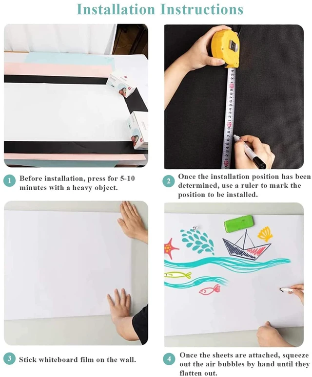 Alt view image 6 of 7 - Small Self-Adhesive Whiteboard Sticker: to-Do Lists at a Glance Magnet-Receptive Dry Erase Decal with No-Ghosting Surface - 18" x 12" Peel-and-Stick Memo Board for Kitchen & Cabinets