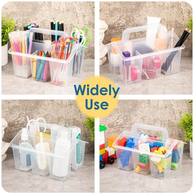 Alt view image 5 of 7 - Plastic Caddy With Handle,Protable Classroom Craft Caddy, 6-pack Storage Caddy For Pencil,Pen,Craft Tools (Clear)
