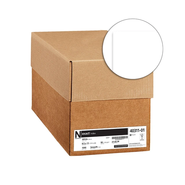 Alt view image 2 of 4 - Cardstock, 94 Brightness, 90 lb /163 gsm, 1000 Sheets/Carton, 8.5" x 11", White - 40311-01, (Pack of 4)