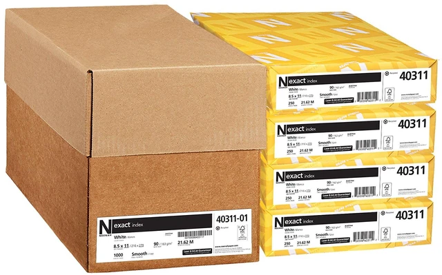 Main image of Cardstock, 94 Brightness, 90 lb /163 gsm, 1000 Sheets/Carton, 8.5" x 11", White - 40311-01, (Pack of 4)