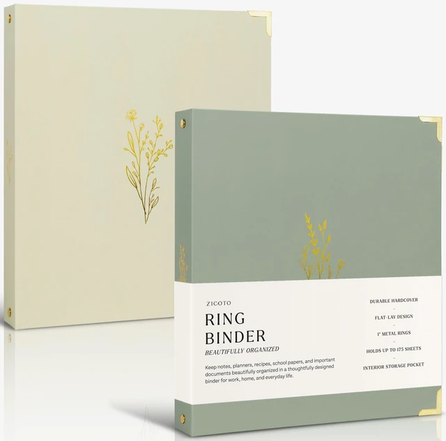 Main image of Aesthetic 3 Ring Binder Set of 2-1 Inch Binder Fits Letter Sized Paper Cute Holder for Women or Men with Pocket - Easily Organizes Your Paperwork for School, Office or Work