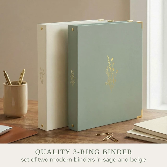 Alt view image 3 of 7 - Aesthetic 3 Ring Binder Set of 2-1 Inch Binder Fits Letter Sized Paper Cute Holder for Women or Men with Pocket - Easily Organizes Your Paperwork for School, Office or Work