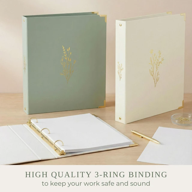 Alt view image 6 of 7 - Aesthetic 3 Ring Binder Set of 2-1 Inch Binder Fits Letter Sized Paper Cute Holder for Women or Men with Pocket - Easily Organizes Your Paperwork for School, Office or Work