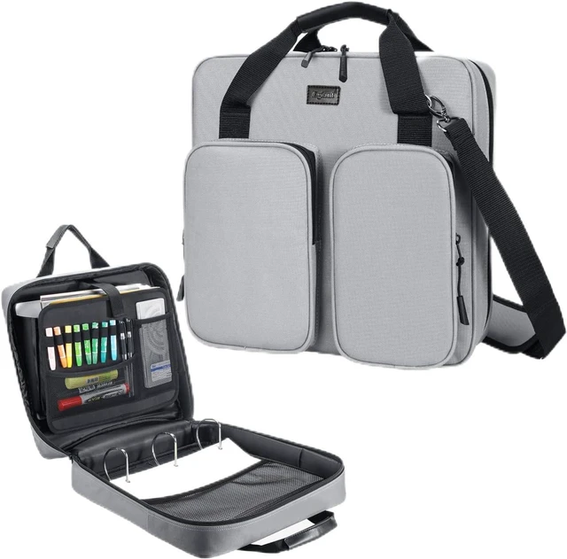 Main image of 4 Inch Zipper Binder 3 Ring with Shoulder Strap,Tough/Multi-Pocket Binder Bag with Laptop organizer for School Travel,Fit 13" MacBook & Tablet,800 Sheets Capacity,Water Resistant,Grey