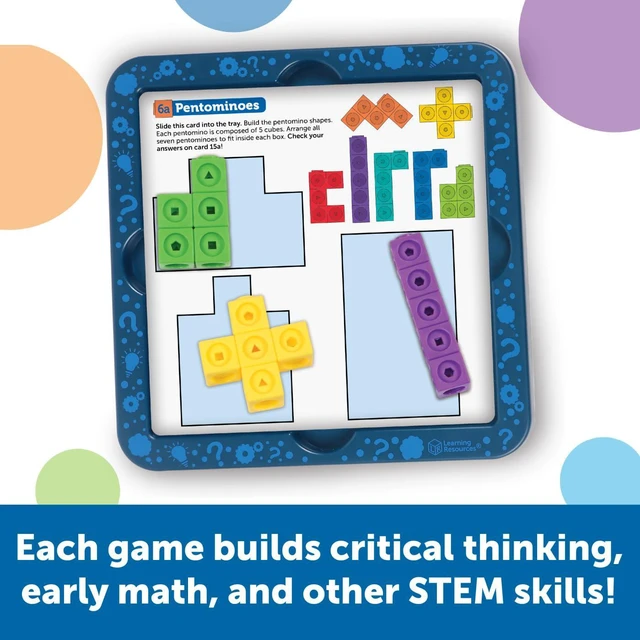 Alt view image 3 of 6 - MathLink Cubes Brain Puzzle Challenge, 80 Pieces, Ages 5+, Classroom Must Haves, Preschool Activities, Teacher School Supplies, Math Manipulatives