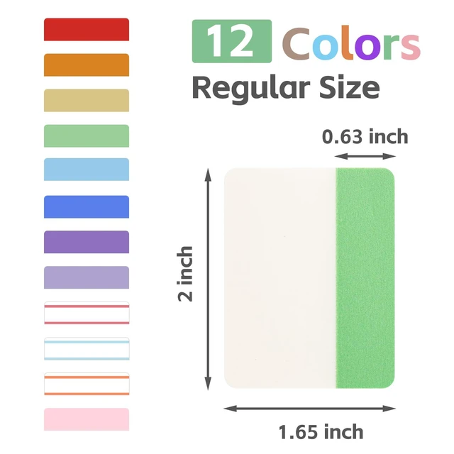 Alt view image 3 of 7 - Sticky Tabs 960 Pcs 2in, Pastel Book Tabs, 12 Colors, Adhesive BOPP Page Tabs, Transparent Annotation Labels, Small Markers for Notebooks, School, College, Office, Reading, Study