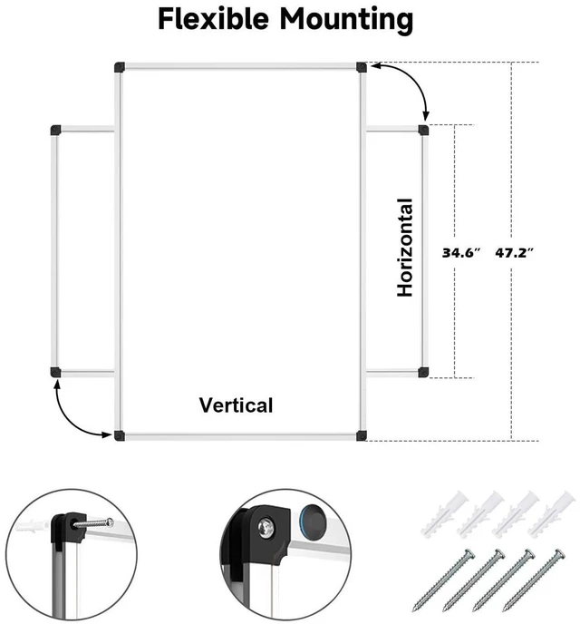 Alt view image 5 of 7 - XBoard Magnetic Whiteboard 48 x 36, White Board 4 x 3, Dry Erase Board with Detachable Marker Tray