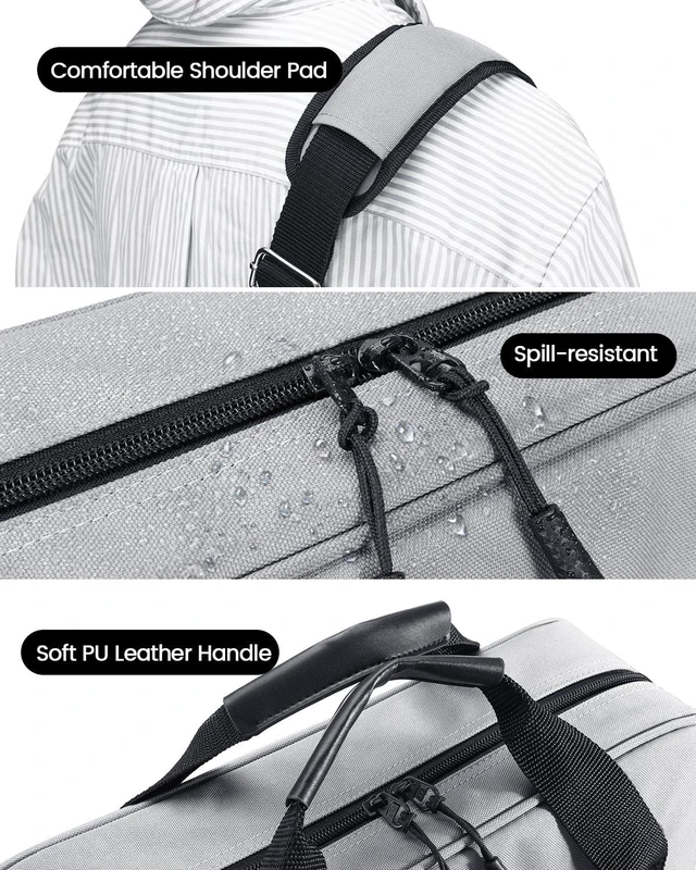 Alt view image 4 of 7 - 4 Inch Zipper Binder 3 Ring with Shoulder Strap,Tough/Multi-Pocket Binder Bag with Laptop organizer for School Travel,Fit 13" MacBook & Tablet,800 Sheets Capacity,Water Resistant,Grey