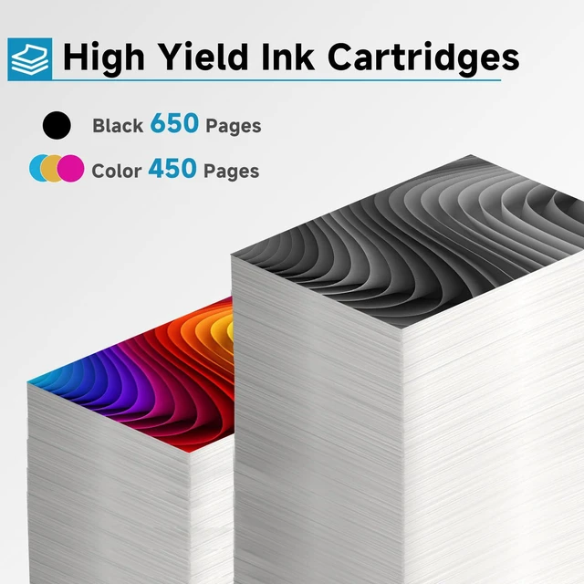 Alt view image 4 of 6 - 62XL Ink Cartridges Black Color Combo Pack Replacement for HP Ink 62 XL HP62 HP62XL for Envy 5540 7640 5660 5640 5542 5545 5642 5664 5665 7645 OfficeJet 8000 8005 200 250 5740 5742 Printer 2 Pack