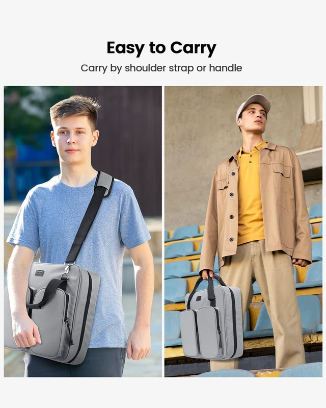 Alt view image 6 of 7 - 4 Inch Zipper Binder 3 Ring with Shoulder Strap,Tough/Multi-Pocket Binder Bag with Laptop organizer for School Travel,Fit 13" MacBook & Tablet,800 Sheets Capacity,Water Resistant,Grey