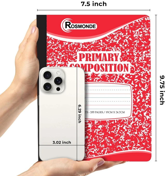 Alt view image 3 of 7 - Composition Notebooks Primary Ruled, 12 Pack, 100 Sheets Bulk Primary Composition Notebooks, Draw and Write Journal, Grades K-2, 200 Pages (100 Sheets), Hard Cover, Assorted Colors