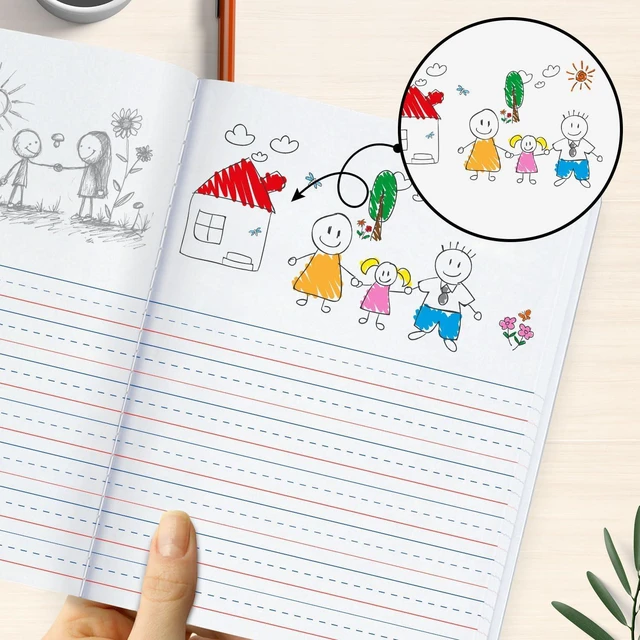 Alt view image 7 of 7 - Composition Notebooks Primary Ruled, 12 Pack, 100 Sheets Bulk Primary Composition Notebooks, Draw and Write Journal, Grades K-2, 200 Pages (100 Sheets), Hard Cover, Assorted Colors