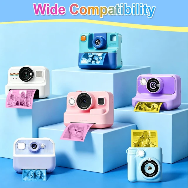 Alt view image 3 of 7 - 18 Rolls Kids Camera Paper Roll Refill Compatible with Most Instant Print Cameras for Kids BPA Free 2.24"x0.98"