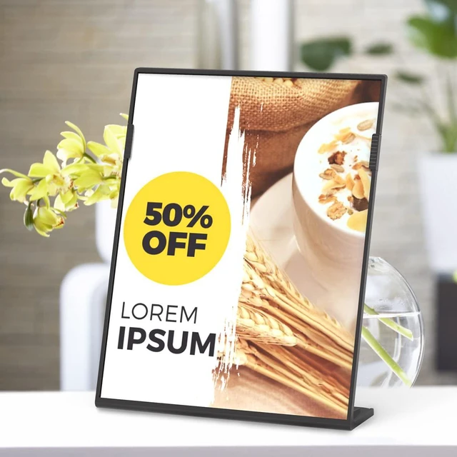 Alt view image 7 of 7 - Fall Resistant Acrylic Sign Holder 8.5 x 11 Inches 12 Pack Slant Back Table Flyer Menu Display Stand, Heavy Duty Acrylic Sign Frame Paper Holder for Business, Store, Restaurant, Black