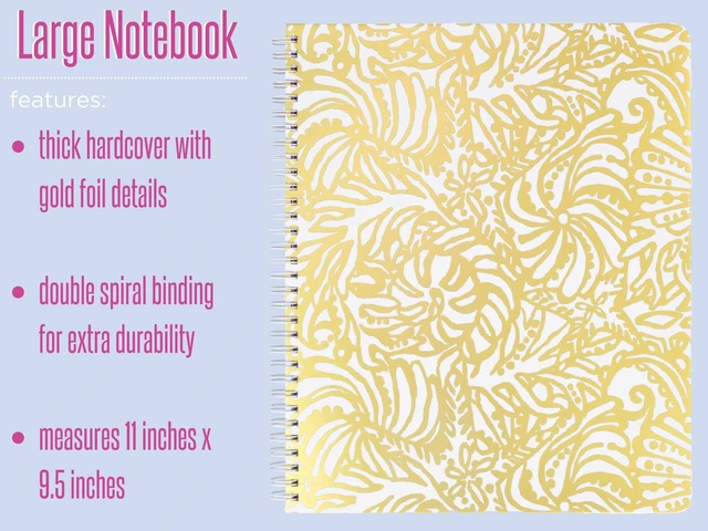 Alt view image 3 of 4 - Gold Large Hardcover Spiral Notebook, 11" x 9.5" with 160 College Ruled Pages, Beach Haven