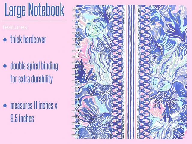 Alt view image 3 of 4 - Large Pink/Blue Hardcover Spiral Notebook, 11" x 9.5" with 160 College Ruled Pages, Shade Seeker