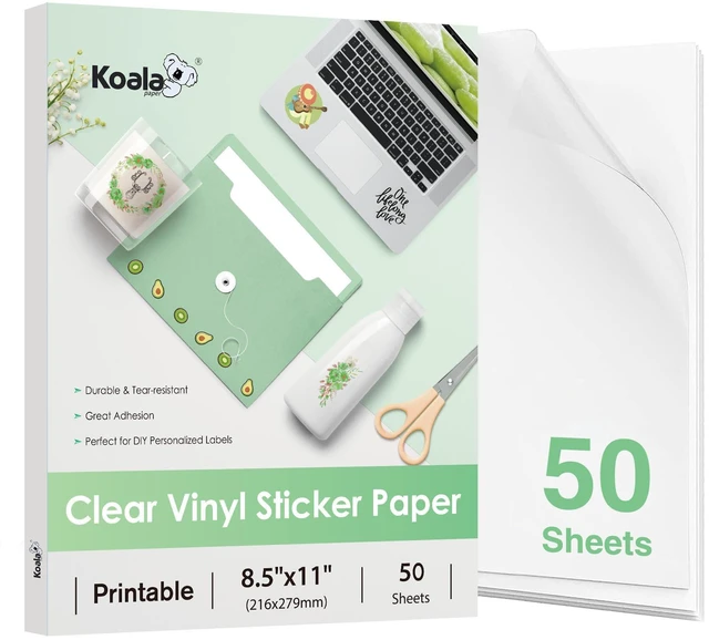 Main image of 95% Clear Sticker Paper for Inkjet Printer, Waterproof 50 Sheets, 8.5x11 Inch, Glossy, Transparent Printable Vinyl Sticker Paper, for DIY Personalized Decals
