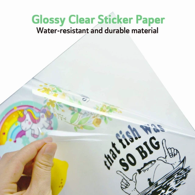 Alt view image 2 of 7 - 95% Clear Sticker Paper for Inkjet Printer, Waterproof 50 Sheets, 8.5x11 Inch, Glossy, Transparent Printable Vinyl Sticker Paper, for DIY Personalized Decals