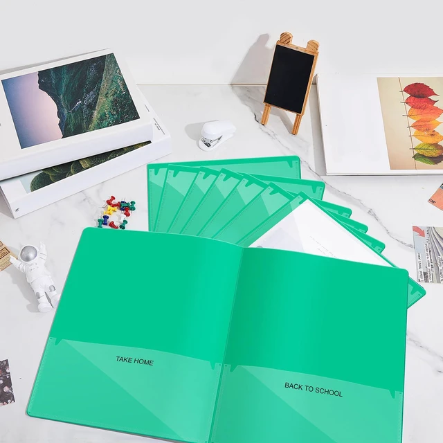 Alt view image 7 of 7 - 72 Pcs Plastic Take Home Folders with 2 Pockets Parent Teacher Classroom Communication Homework Folder for Students Parent Teacher Connect (Green)