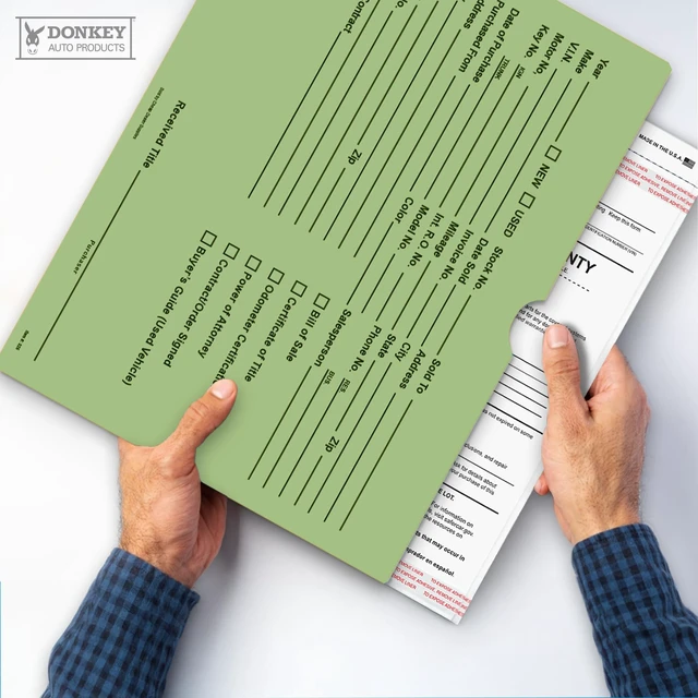 Alt view image 6 of 7 - Printed Vehicle Deal Envelopes 9x12 Deal Jackets (100 shrink wrapped) (Green)