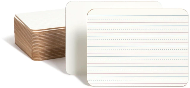 Main image of Mini Dry Erase Board for School, 24 Count A classroom pack of twenty-four 9 x 12 white boards for students, double sided with a lined face and a blank face
