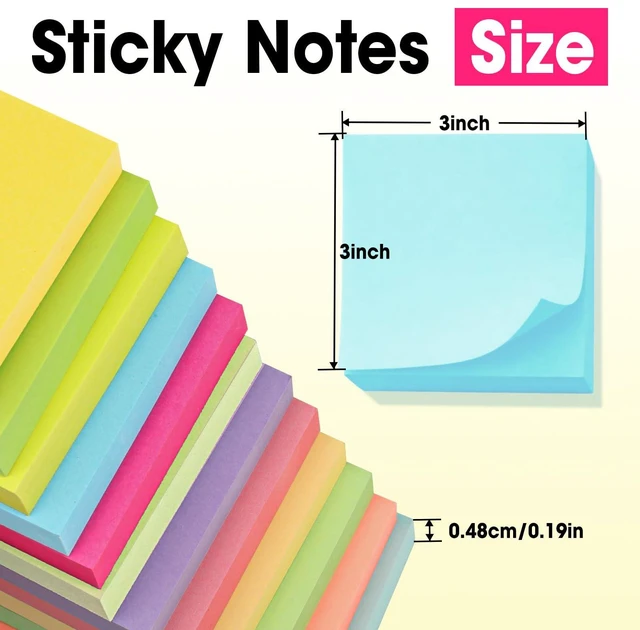 Alt view image 3 of 7 - 150 Pads Sticky Notes 3x3, Self-Stick Pads Bulk Bright Colors, School Supplies, Office Products, 50 Sheet/Pad