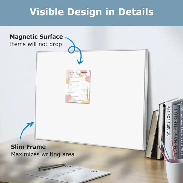 Alt view image 5 of 7 - Magnetic Whiteboard, 24" x 18" Dry Erase White Board for Wall Silver Aluminum Frame, Easy to Write and Erase, Wall Mounted, Presentation Board, for Home, Office, School, Kitchen