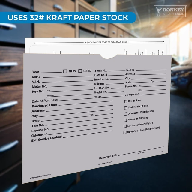 Alt view image 3 of 7 - Printed Vehicle Deal Envelopes 9x12 Deal Jackets (100 shrink wrapped) (Gray)