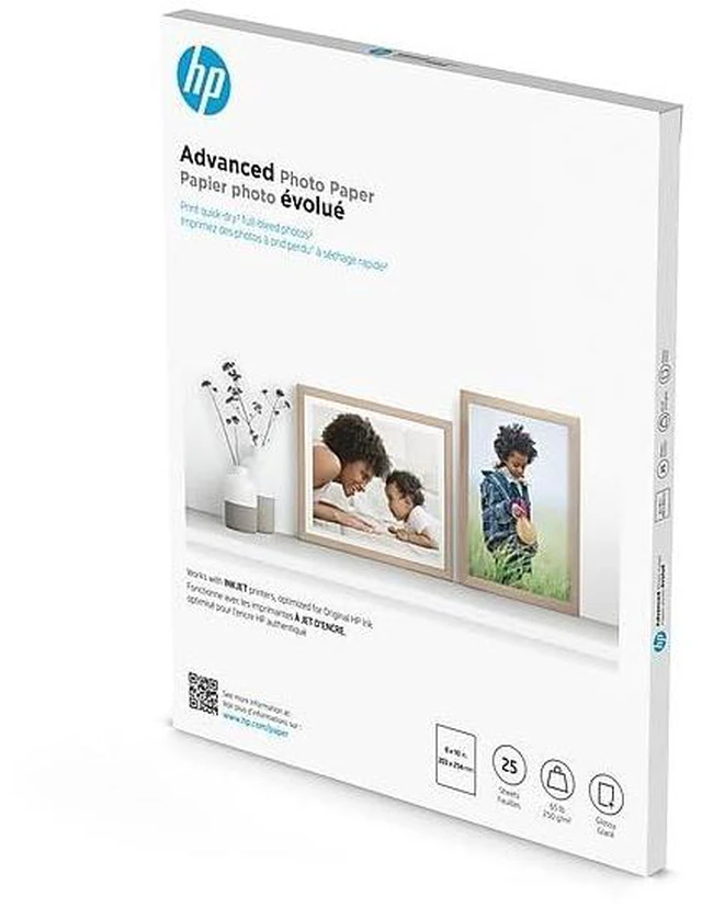 Alt view image 2 of 7 - Advanced Photo Paper, Glossy, 65 lb, 8 x 10 in., 203 x 254 mm, 25 sheets (6J777A)