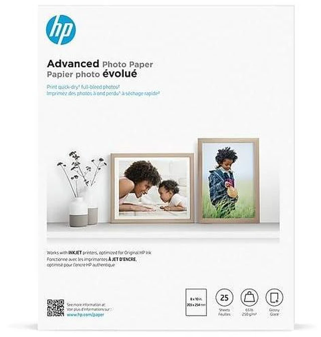 Main image of Advanced Photo Paper, Glossy, 65 lb, 8 x 10 in., 203 x 254 mm, 25 sheets (6J777A)