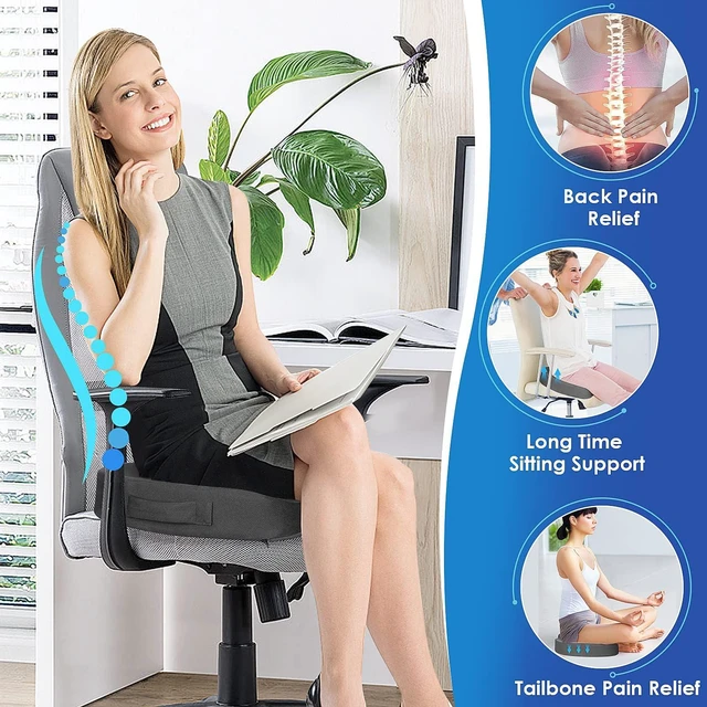 Alt view image 6 of 7 - Seat Cushion for Office Chair, Car, Memory Foam, Grey Large For Back, Coccyx, Sciatica, Tailbone Pain, Ergonomic Design, Non-Slip, Desk Wheelchair Use, Supportive Butt Pillow, For Man