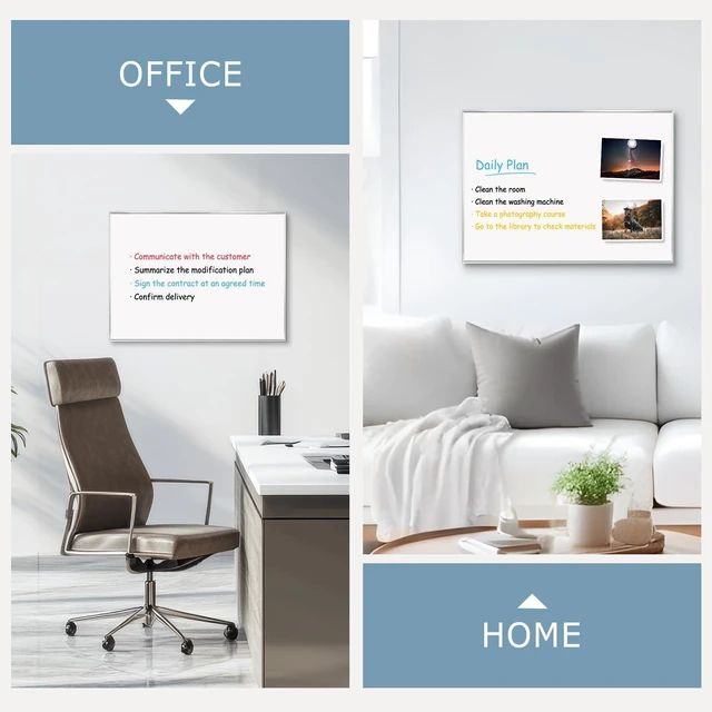 Alt view image 7 of 7 - Magnetic Whiteboard, 24" x 18" Dry Erase White Board for Wall Silver Aluminum Frame, Easy to Write and Erase, Wall Mounted, Presentation Board, for Home, Office, School, Kitchen