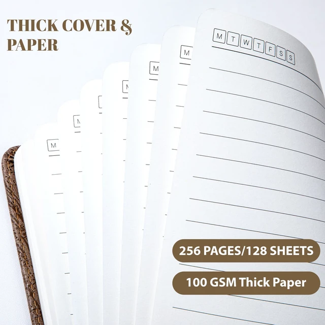 Alt view image 4 of 7 - Lined Journal for Men & Women, Tree Growth Ring Hardcover A5 Notebook 256 Pages, 100 GSM Paper, Vegan Leather Bound Journal, Diary, Lay-Flat, Daily Writing & Journaling, Work & Travel, Khaki