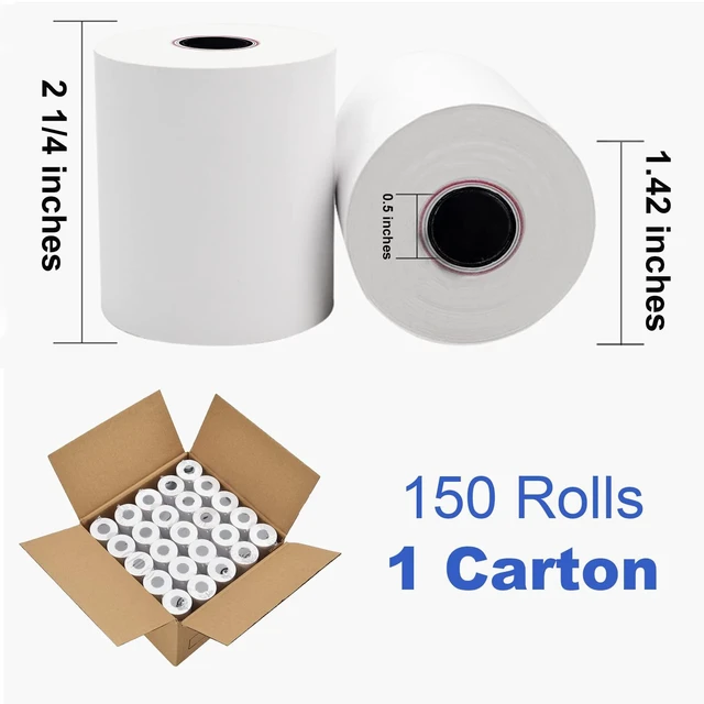 Alt view image 2 of 6 - Thermal Paper 2 1/4" x 50' Pos Receipt Paper, 150 rolls Cash Register Roll (150 Rolls / 1 Cartons)
