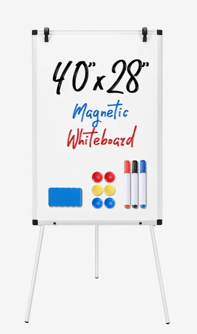 Main image of Magnetic Dry Erase Board 40" x 28", White Board with Adjustable Stand, Heavy-Duty Aluminum Frame & Accessory Tray for Office, Classroom, Home & Presentations, White