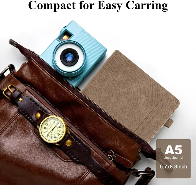 Alt view image 6 of 7 - Lined Journal for Men & Women, Tree Growth Ring Hardcover A5 Notebook 256 Pages, 100 GSM Paper, Vegan Leather Bound Journal, Diary, Lay-Flat, Daily Writing & Journaling, Work & Travel, Khaki