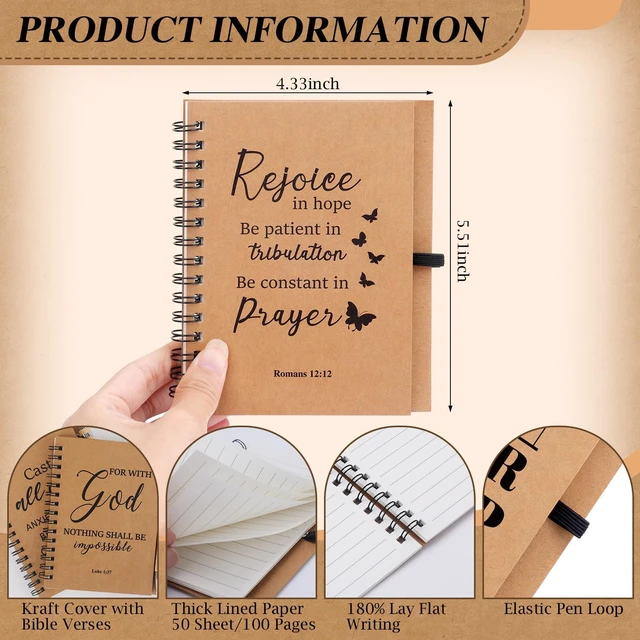 Alt view image 3 of 7 - 150 Pcs/50 Set Christian Spiral Notebook, Christian Gifts for Women with Ballpoint Pen and Bookmark, Prayer Journal Bulk Bible Study Groups, Church Members and Church Families